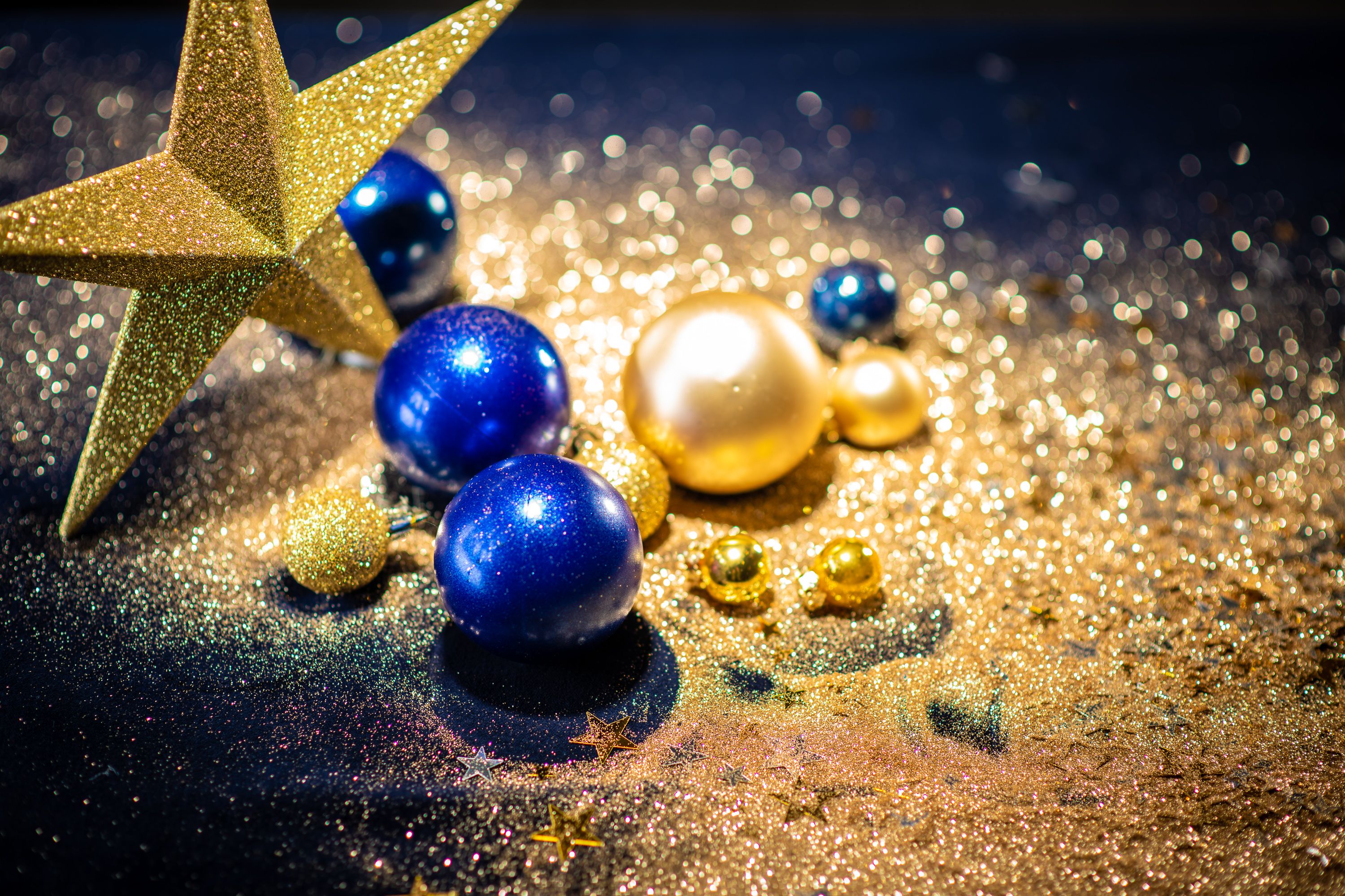 Blue and gold Christmas decorations